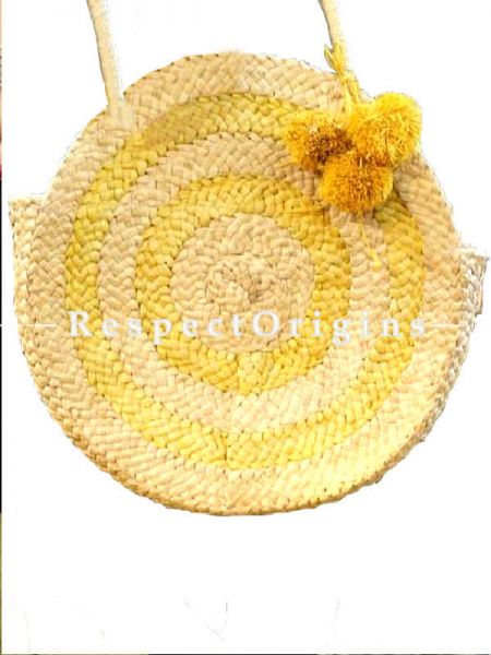 Eco-friendly Hand Braided Yellow & Natural Jute Picnic and Shopping Bags for Women; RespectOrigins