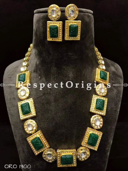 Graceful Green Meenakari Necklace with Beautiful Earrings; RespectOrigins.com