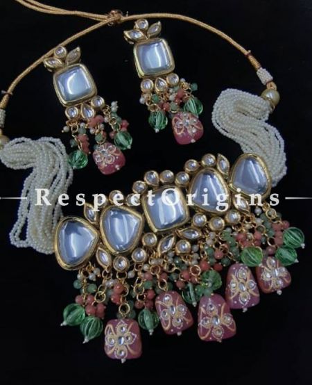 Gorgeous Multicoloured Meenakari Choker Necklace with Beautiful Earrings; RespectOrigins.com