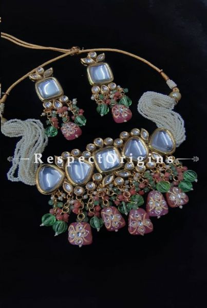 Gorgeous Multicoloured Meenakari Choker Necklace with Beautiful Earrings; RespectOrigins.com