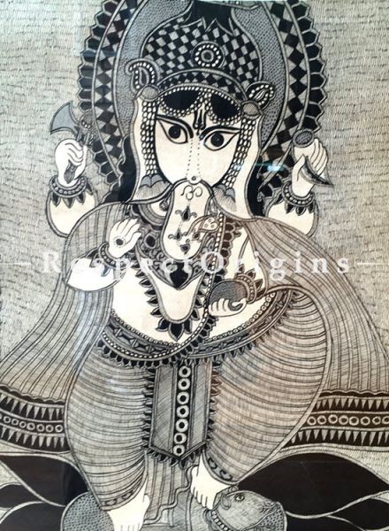 Buy Kalighat Painting of Ganesha; Traditional Folk Art of Bengal On Paper in 26x33 inches|RespectOrigins