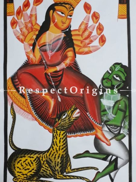 Kali Mata; Kalighat Painting; Vertical Folk Art of Bengal;Print on Canvas