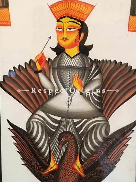 Karthikeya; Kalighat Painting; Print on Canvas