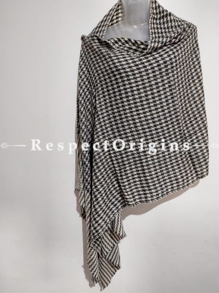 Unisex Men or Women's Black-White Checked Woollen Shawl Stole Throw Blanket Gift; RespectOrigins.com
