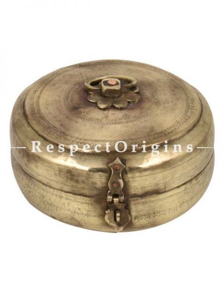 Buy Vintage Round Brass Roti Box With Engraved Lid At RespectOrigins.com