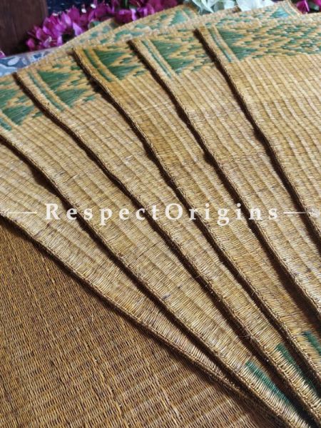 Hand-braided Organic Kora Grass Table Runner, Mats and Napkin Rings in a Natural Color Set of 6; Eco-friendly at RespectOrigins