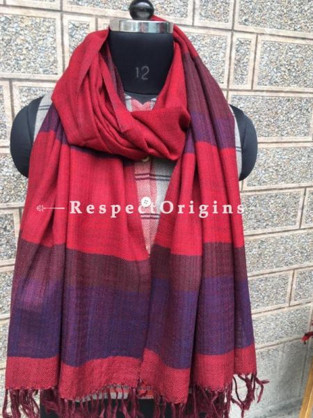 Purple Pure wool Unisex Himalayan Kullu Scarf for Men and Women; RespectOrigins.com