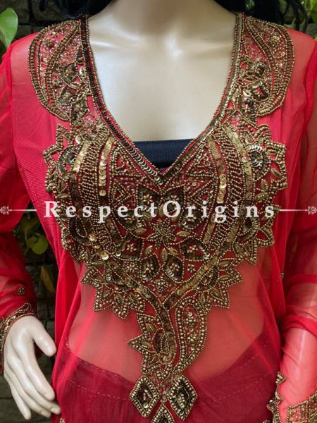 Party Red Georgette Formal Kurti Dress Top with Beadwork ; RespectOrigins.com