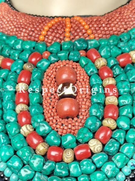 Stylish Multicolored Beads; Ladakhi Bead-work Necklace; Red, Black and Green Beaded Chocker; RespectOrigins.com