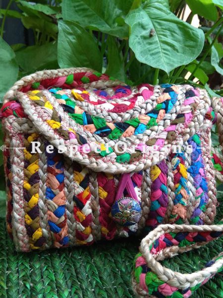 Eco-friendly Hand Braided Natural Jute Cotton Sling Bag for Women; RespectOrigins