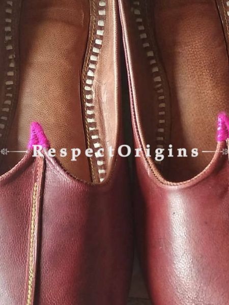 Ethnic Camel Leather Soft Ladies Hand Embroidered Brown Slip-on Jutti Mojari Shoes Size 36/37/38/39; RespectOrigins.com