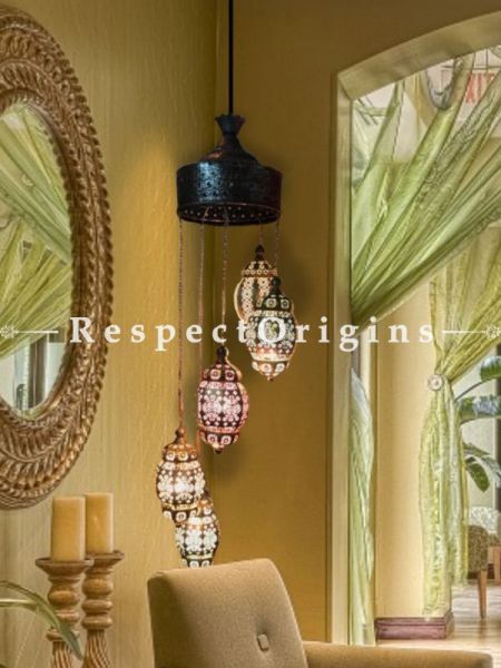 Buy Filigree-work Copper Chandelier Hanging Lamp Set of 5 At RespectOriigns.com