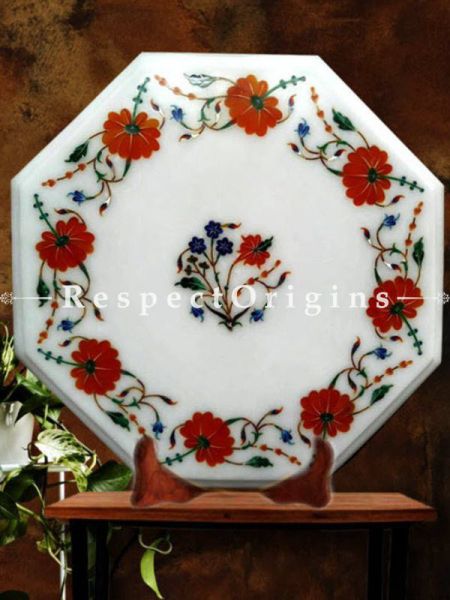 Buy Lovely Octagon Marble inlay or Pietra Dura Marble Cocktail or Occasional Table Top At RespectOrigins.com