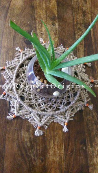 Buy Round Macrame Table Mats, Brown, 7.5 Inches At RespectOrigins.com