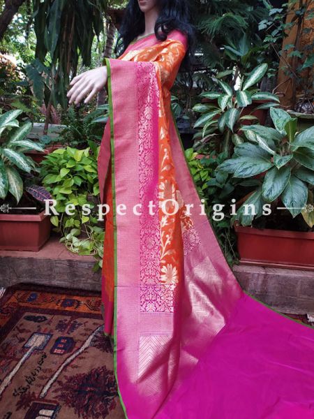 Pink Benarasi Georgette Silk Bandhej Saree; Blouse Included; RespectOrigins.com