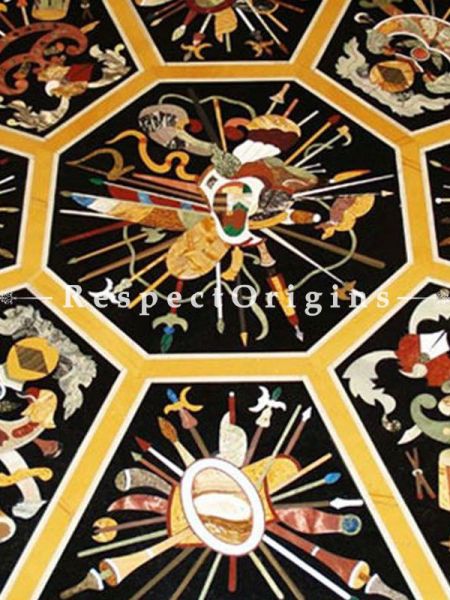 Buy Luxury Black Spectacular Art of Neapolitan Pietra Dura Marble Octagon inlay Table Top Hand Carved With Marble inlay Dining Table Top At RespectOriigns.com