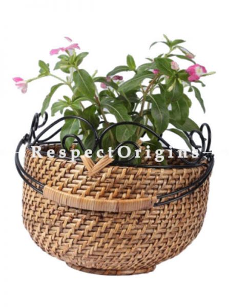 Buy Medium Hand Braided Round Rattan Cane Planter; RespectOrigins.com