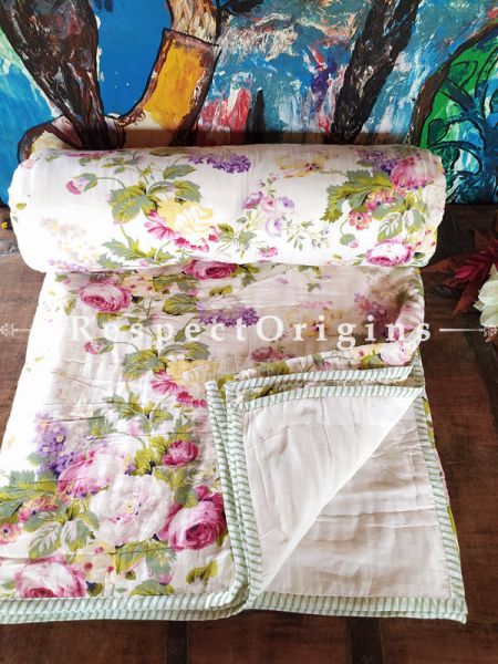 Meera Luxury Rich Cotton- filled Reversible King Comforter; Hand Block-printed; 105 x 87 Inches; RespectOrigins.com