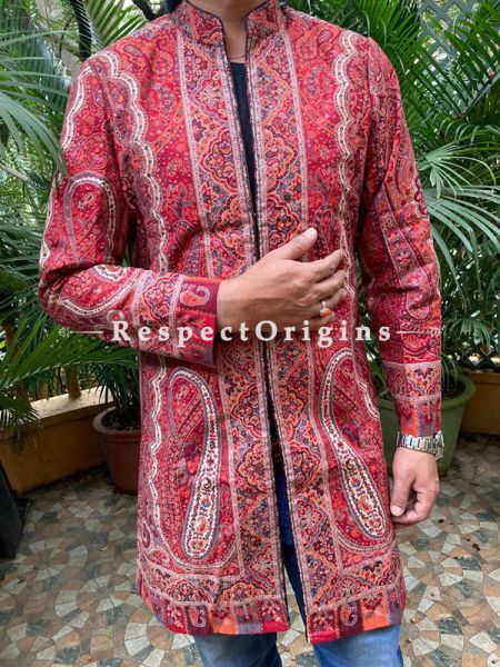 Luxurious Formal Mens Designer Detailing Jamavar Jacket in Wool Blend; Silken Lining; RespectOrigins.com