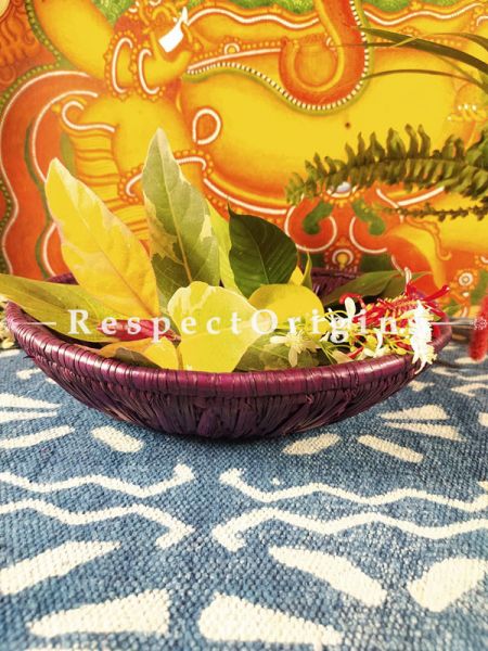 Gorgeous Handwoven Purple Organic Moonj Grass Fruit or Oval Bread Basket; height 3 x Inches diameter 12 Inches