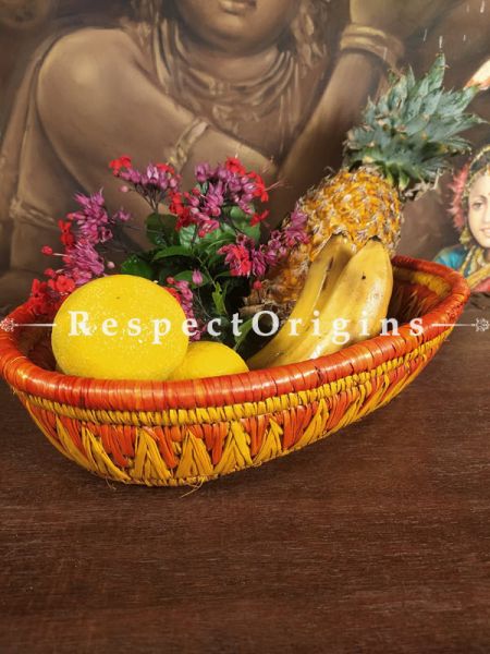 Buy Yellow & Red Hand-braided, Natural, Fruit or Knick-Knack Basket; Organic & Chemical Free;At RespectOrigins