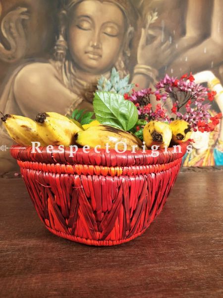 Buy Magenta Hand-braided, Natural, Fruit or Knick-Knack Basket;At RespectOrigins