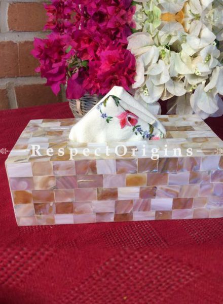 Buy White Mother of Pearl Rectangular Tissue Holder box; Handcrafted At RespectOrigins.com