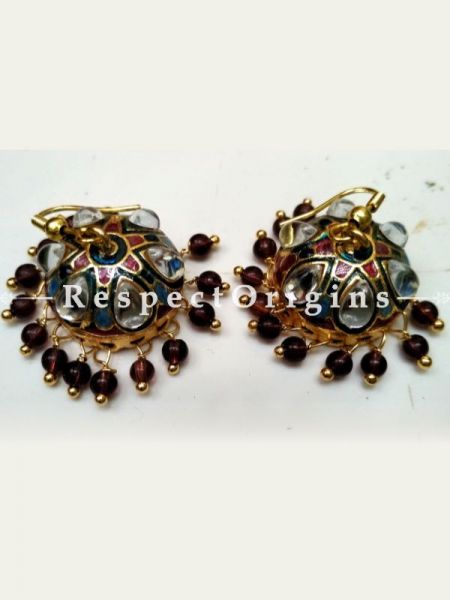 Multi-coloured  Meenakari EarRing; Copper Alloy, RespectOrigins.com