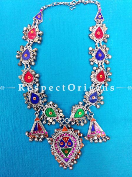 Gorgeous and Colourful Meenakari work Necklace on German Silver, RespectOrigins.com