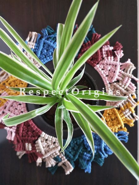 Buy Round Table Mat, Hand Woven Macrame, Multi-colour, 7.5 Inches At RespectOrigins.com