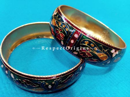 Multicoloured Minakari Bangles; Copper Alloy, RespectOrigins.com
