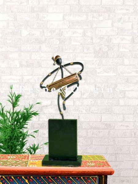 Buy Musician Carrying Dholak Figurine in Wrought Iron, 11x4x3 in At RespectOrigins.com
