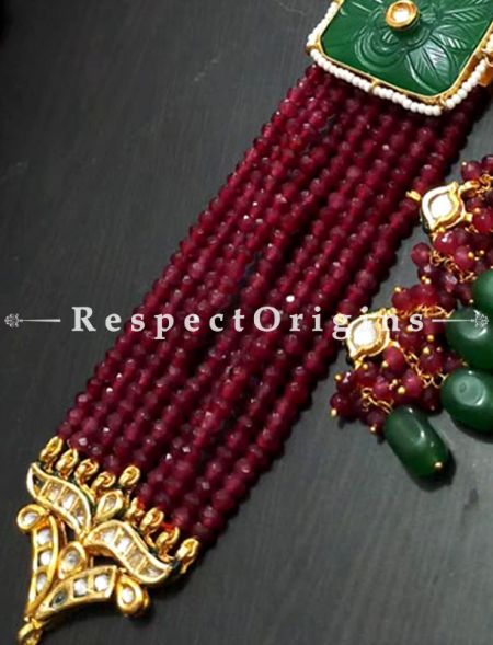 Marvellous Red Meenakari Choker Necklace with Beautiful Earrings; RespectOrigins.com
