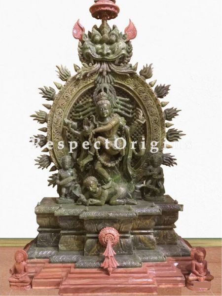Buy Magnificent Shiv Raja Maheshwara Carved in Green and Pink Marbelled Stone Statue 4 Feet Online at RespectOrigins.com