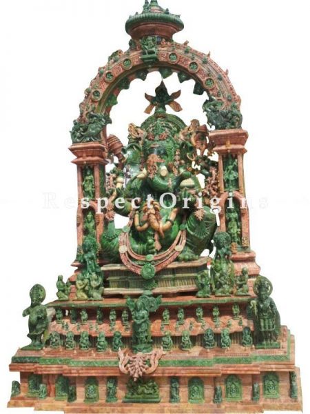 Buy Vigneswara Ganesha Statue in Green and Pink Stone; 8 Feet Online at RespectOrigins.com