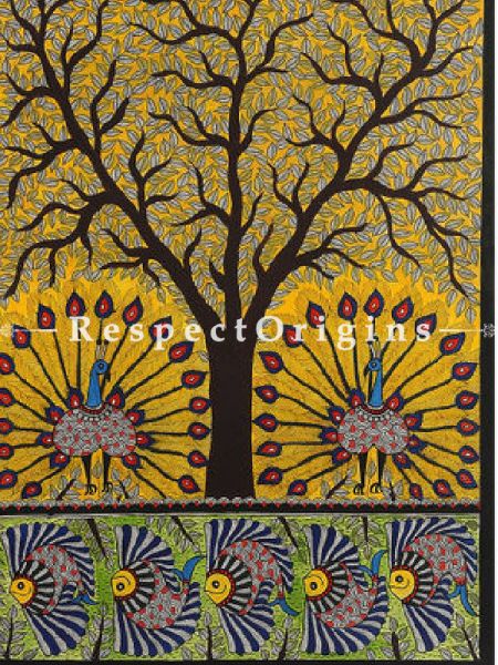 Buy Dazzling Peacocks - Madhubani Painting- Paper 30X22;RespectOrigins