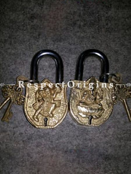 Buy Pair of Ganesha and Hanuman Vintage Design Working Functional Lock with Keys At RespectOrigins.com