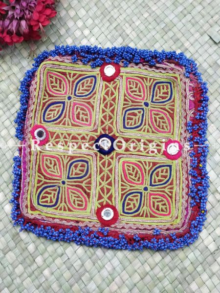 Ethnic Tribal Hand-embroidered Cushion or Dress Patches; 8x8 Inches; RespectOrigins.com