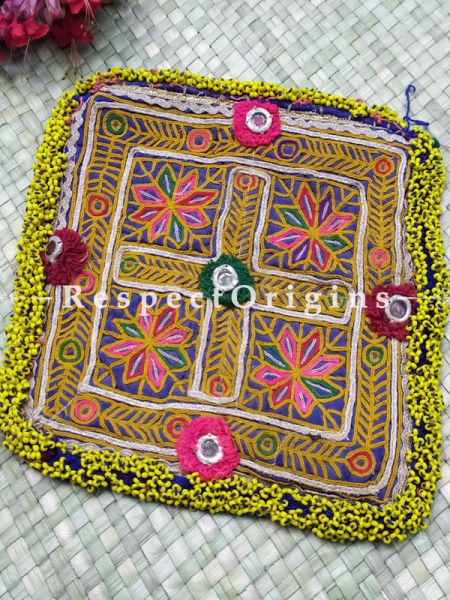 Ethnic Tribal Hand-embroidered Cushion or Dress Patches; 8x8 Inches; RespectOrigins.com