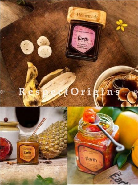 100% Natural, Spices infused Pineapple; Stewed Banana; Papaya Citrus Jam; Set of 3; Gourmet, Preserves, Ethnic, RespectOrigins. com