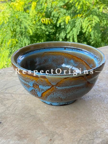 Set of Two; Handpainted Khurja Pottery Ceramic Serving Dish, Dining and Tableware, Bowl for Side Dishes, Snacks; RespectOrigins.com