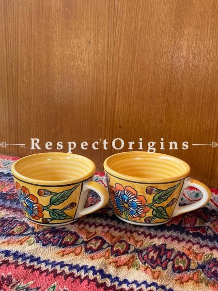 Set of 2 Khurja Pottery Ceramic Handmade Cup for Tea/Coffee; RespectOrigins.com