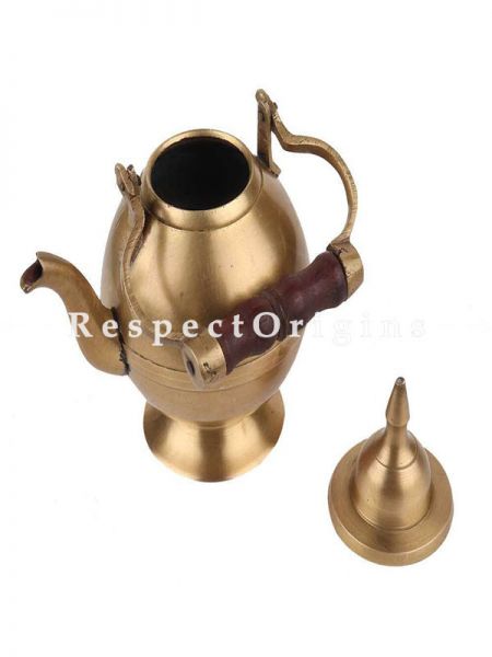 Buy Pure Brass Tea Pot With Wooden Handle and Dome Shape Lid At RespectOrigins.com