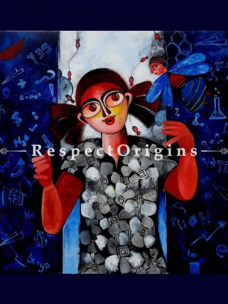 Square Art Painting of Rajan ;Acrylic on Canvas; 30in X 30in at RespectOrigins.com