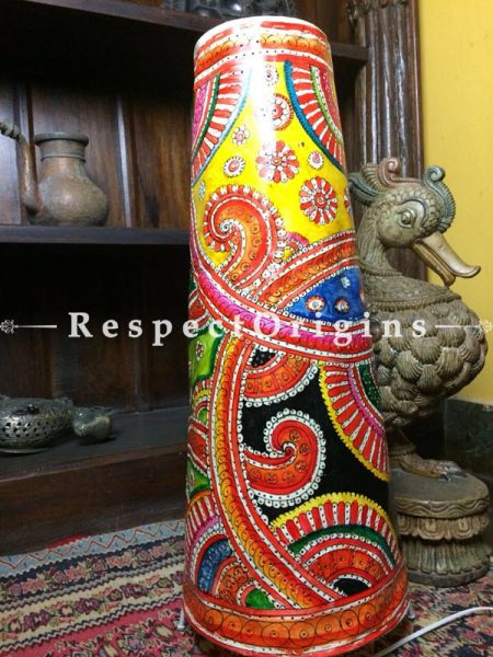 Buy Rangoli Designer Painted Cylindrical Leather Lampshade;  25 in At RespectOrigins.com