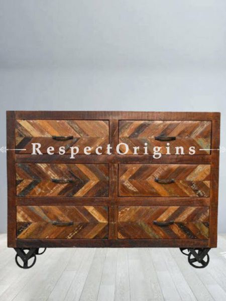 Buy Reclaimed Wooden Sideboard Buffet Table On Iron Wheels At RespectOrigins.com