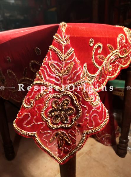 Buy Extra Large Table Cover, Handcrafted, Net, Beadwork 86x40 in At RespectOrigins.com