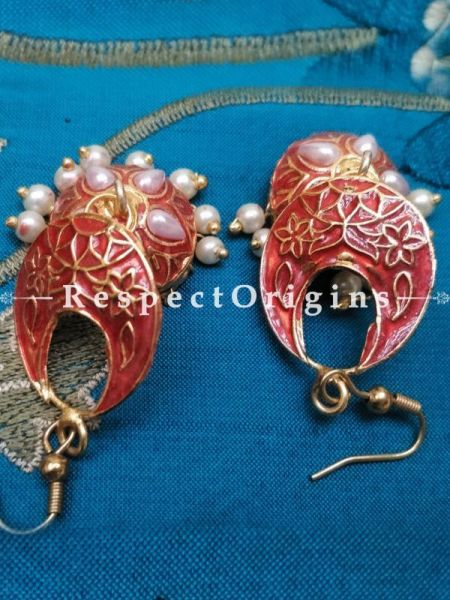 Red Meenakari EarRing; Copper Alloy, RespectOrigins.com