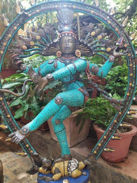 Buy Resplendent Nataraja in Bronze Studded with Turquoise Stonework At RespectOrigins.com