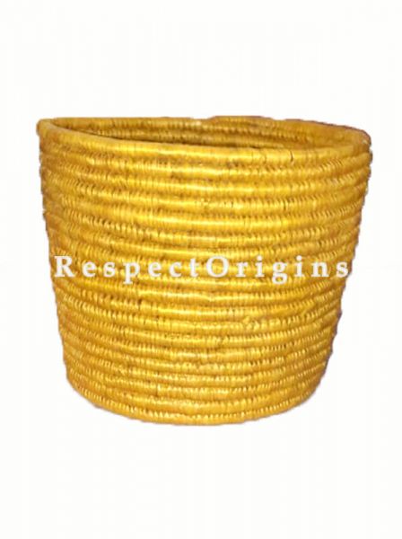 Perfectly Made Handwoven Yellow Conical Moonj Grass Eco-friendly Paper Bin 10X11 inches; RespectOrigins